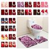 Rose Petal Series Printed Toilet Floor Mat Three-piece Bathroom Slip Carpet Set