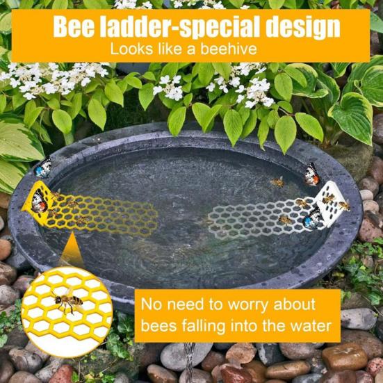 Floating Bee Ladder Garden Bee Watering Ladder Bee Insect Drinking Station Butterfly Waterer for Thirsty Pollinators Feeding Birds Baths