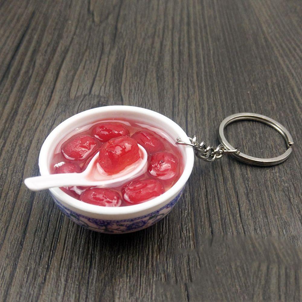 Buckle Mini Bowl Food Keychain Key Ring Simulation Chinese Food