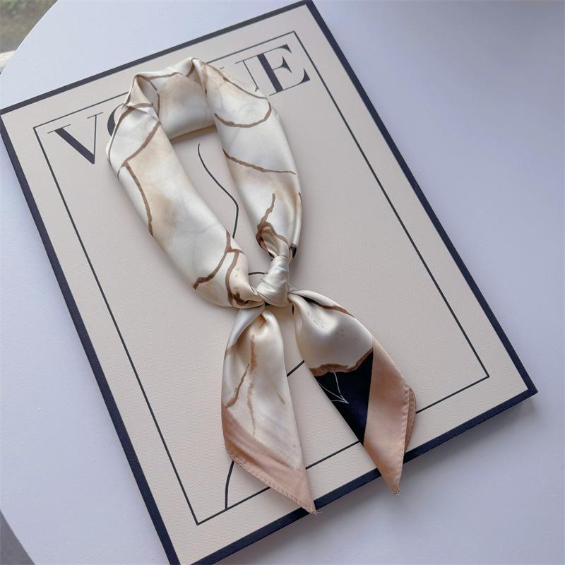 New Hundred Hundred Satin Letter Print Neckerchief 70×70 Silk Scarf Small Square Scarf High Sense of French Scarf