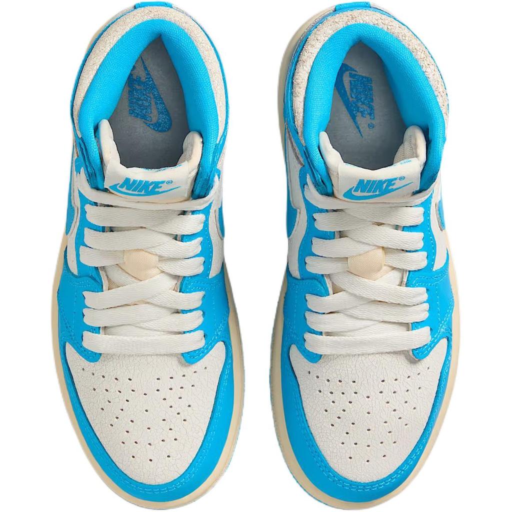Кроссовки Air Jordan 1 Retro High OG PS UNC Reimagined Kids, синие, темно-пудрово-голубые, парус FD1412-402