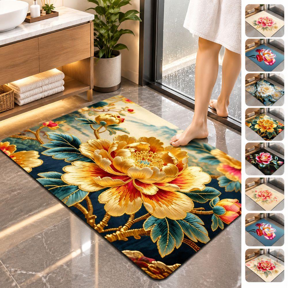 Non-slip Bathroom Floor Mat 2D Door Gasket Elegant Blanket Home Decoration