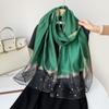 Весна новый однотонный жемчужный шелковый шарф женский искусственный шелк легкая большая шаль длинный шарф шарф