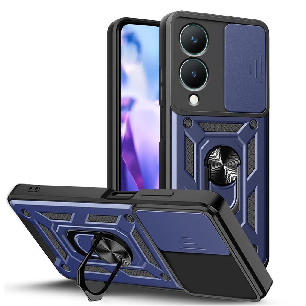 Военный защитный чехол для камеры VIVO Y28 Y03 Y100 Y02 Y17S Y27 Y36 Y35 Y16 Y22 Y21 Y55 Y33S Y33 Y31 Y51 Y20 Гибридная задняя крышка-подставка с кольцом