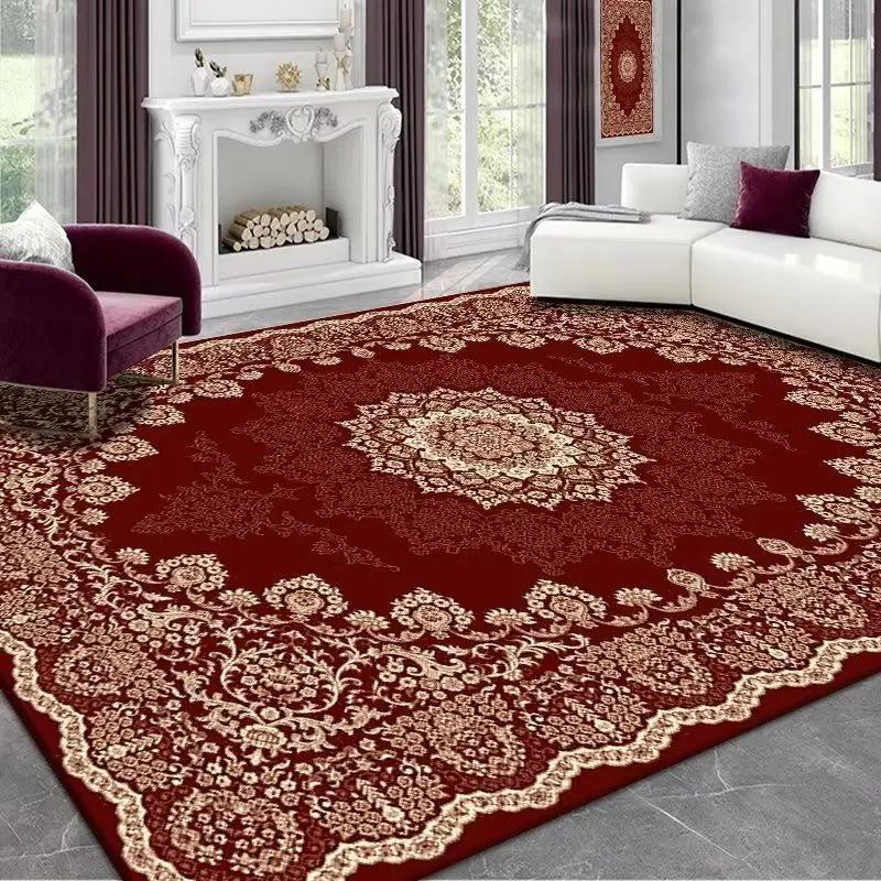 Классический персидский красный роскошный ковер для гостиной спальни премиальный нескользящий ковер элегантный чайный столик кухонный коврик домашний декор