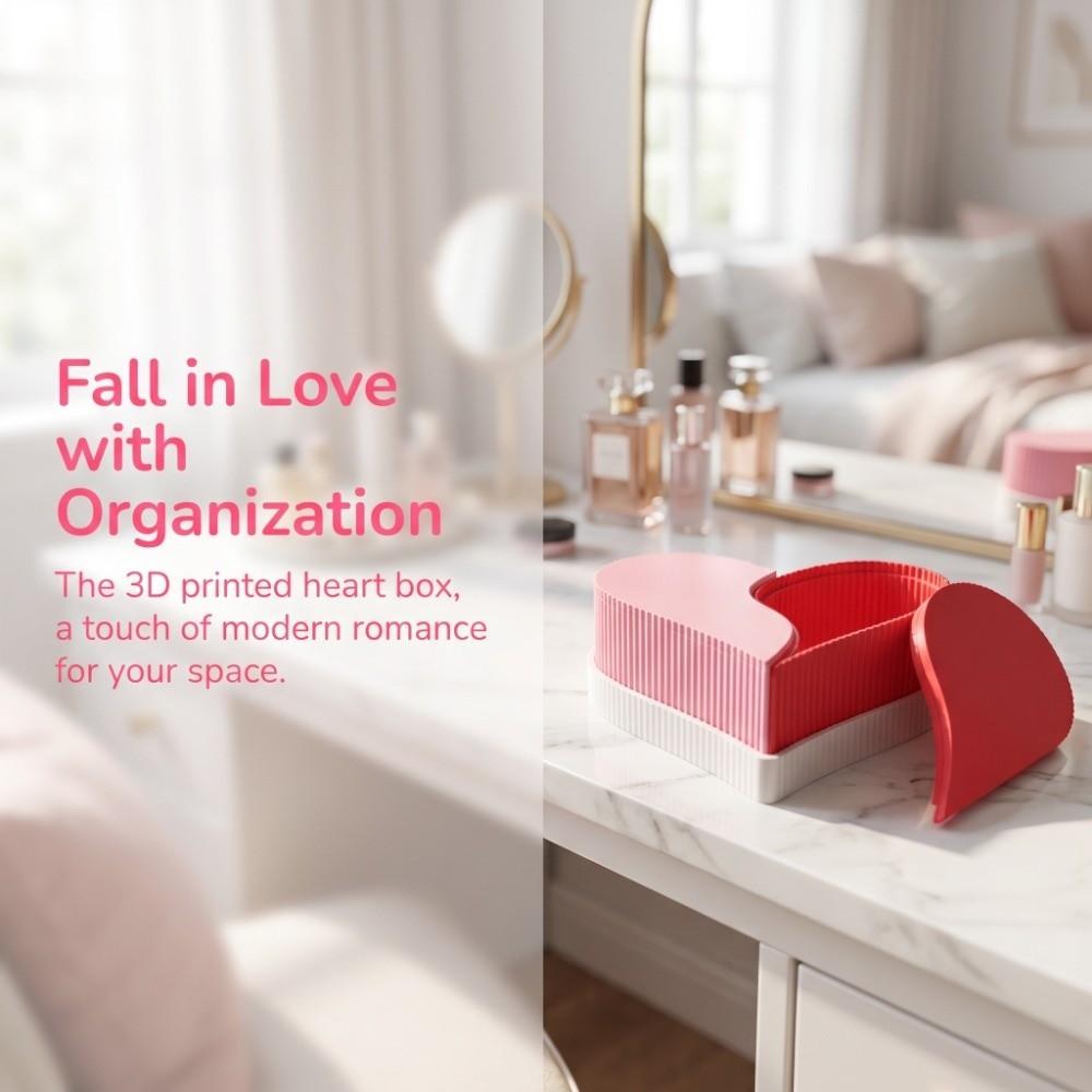 Removable Heart Lock Jewelry Organizer Double Colors Storage Box Gift for Girlfriend