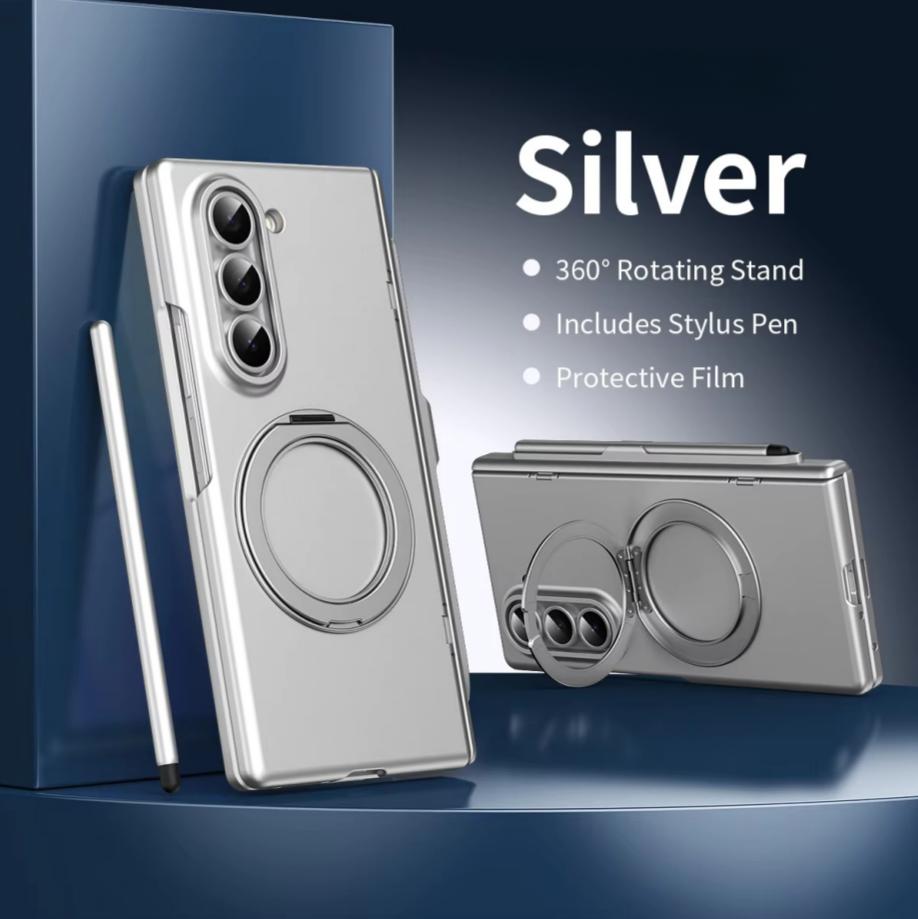 Чехол для Samsung Galaxy Z Fold 5 6 7 со стилусом, Magsafe, поворотная подставка на 360°, шарнир, защитная пленка для экрана, чехол с полной защитой
