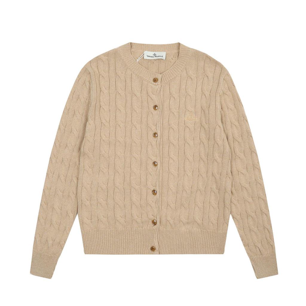 25SS Тонкий вязаный свитер Vivi Saturn с вышивкой и воротником-жабо - Корейская весенне-осенняя коллекция