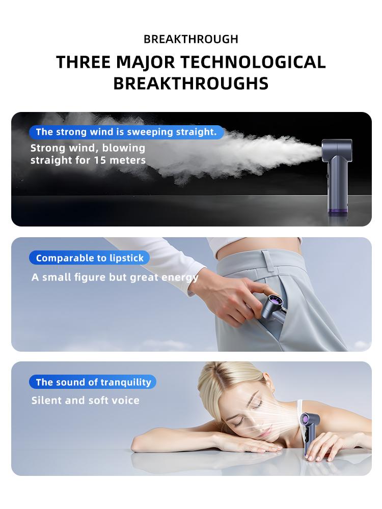 Портативный ручной турбо-вентилятор 2000 мАч, 199 регулируемых скоростей ветра, мини-персональный вентилятор с питанием от батареи, электрический вентилятор для ресниц