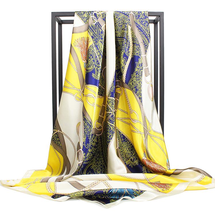 High-quality Luxurious Silk Scarves Headband Scarfs Neck Scarf For Women Chain Silk Scarf Women's Decorative Shawl