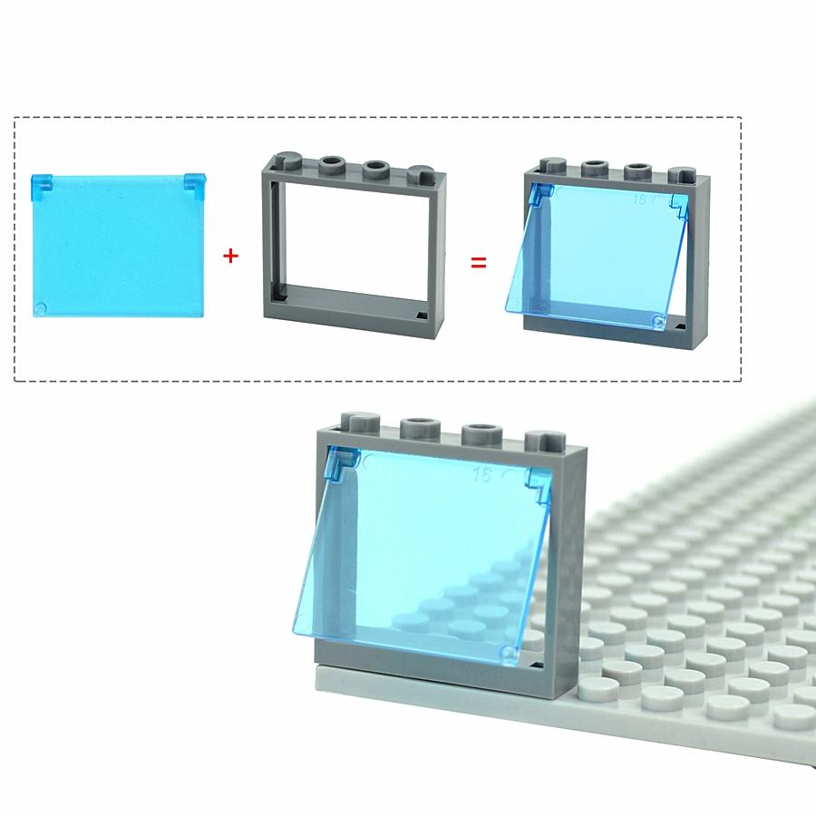 City Window Building Up Cubes Custom Build House Door Frame Glass Bricks Parts Fits 60594 60616 60621 60596 MOC Educational Tool Parts Fo