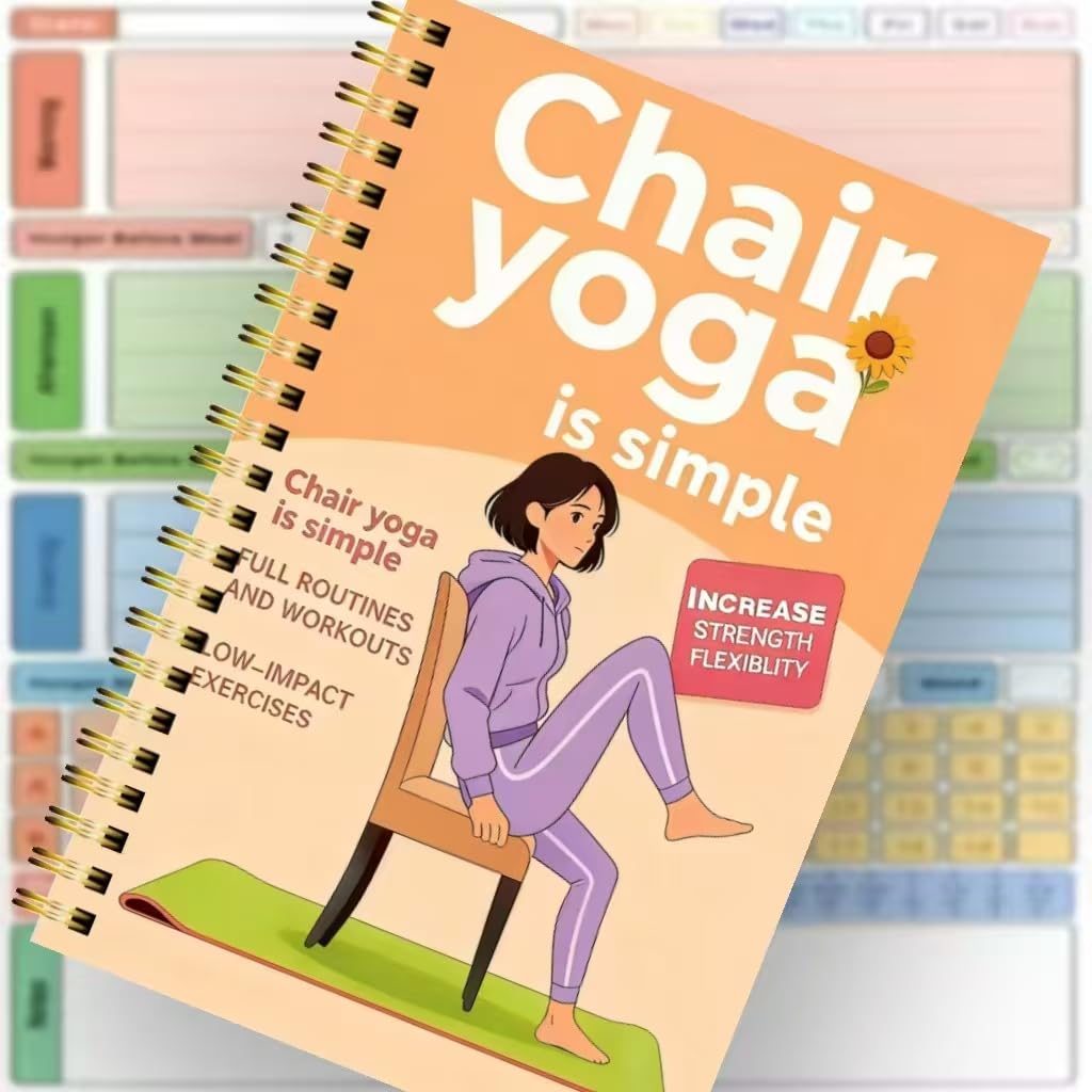 30-Day Chair Yoga Guide Book for Beginners, 60 Workouts for Weight Loss & Flexibility, Spiral Bound Senior Exercise Book (5.5x8.3 Inch, Green)