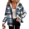 Women's Fashion Casual Loose-Fitting Long-Sleeved Plaid Print Hooded Jacket Baseball Jacket