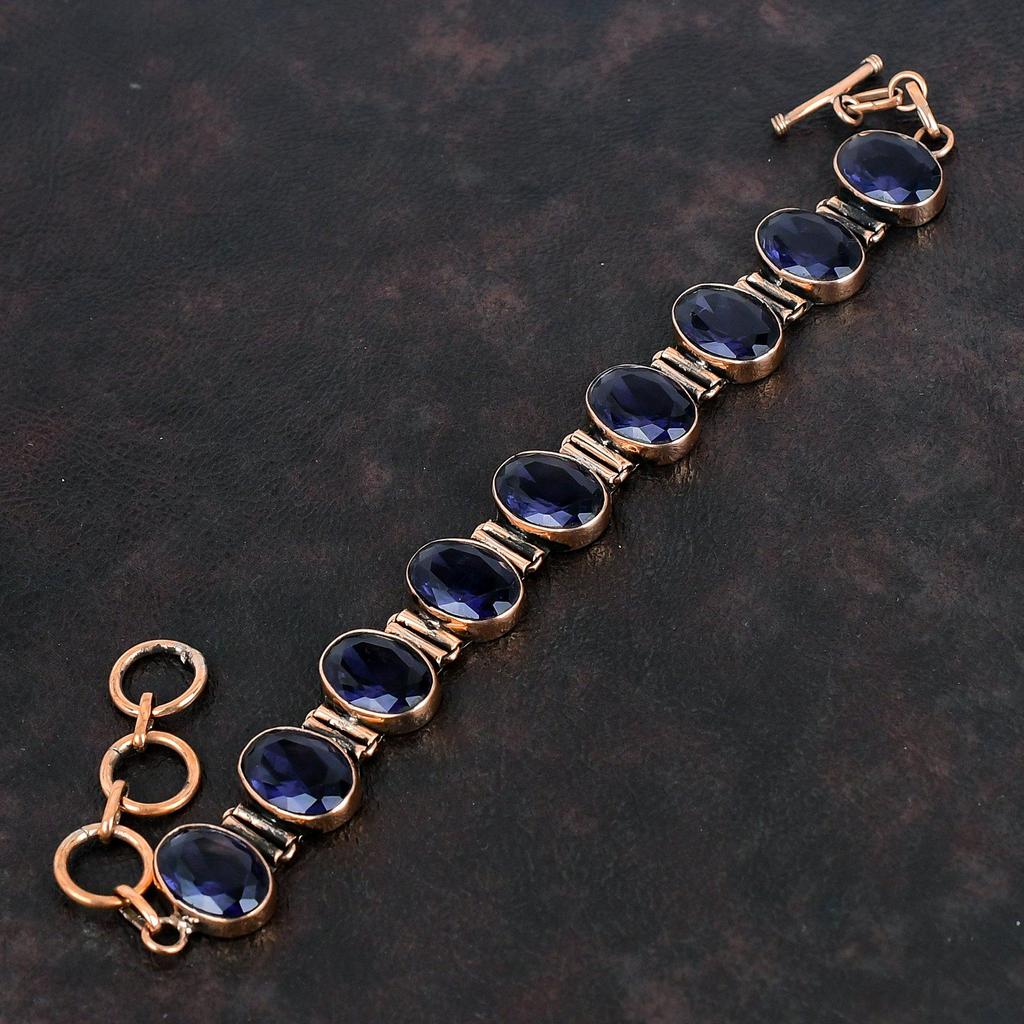 Граненый браслет из африканского аметиста, медный браслет, браслет с регулируемой цепочкой, браслет ручной работы из натуральных драгоценных камней, медные украшения, подарки для матери