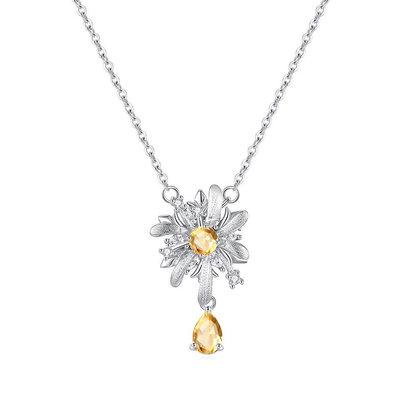 S925 Sterling Silver Rotatable Fireworks Jewelry Set Natural Crystal Necklace Ring Two Piece Light Luxury Jewelry Gift for Women Birthday