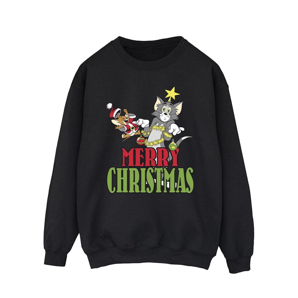 Tom And Jerry Mens Merry Christmas Baubles Sweatshirt