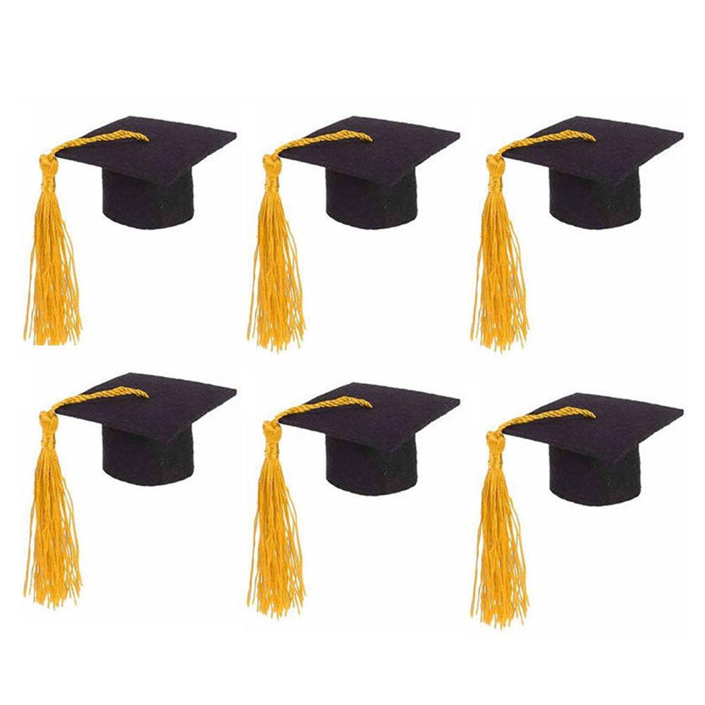 6Pcs Doll Tassels Decoration Doctoral Cap Mini Graduation Hat Top Hat Bachelor Cap