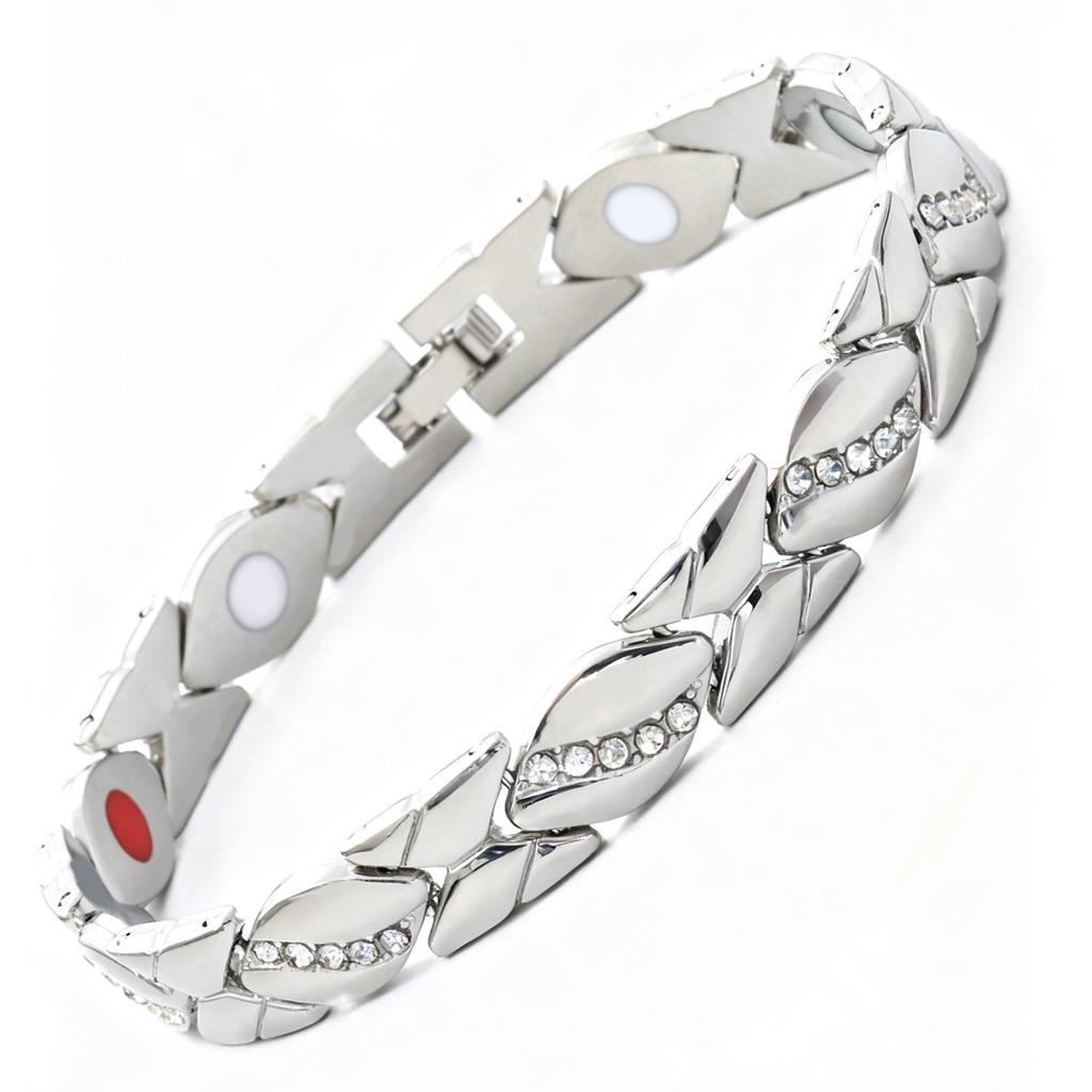 Leaf-diamond-encrusted Magnetic Bracelet, Ancient Red Copper Brushed, Adjustable Bracelet, Gift, Couple