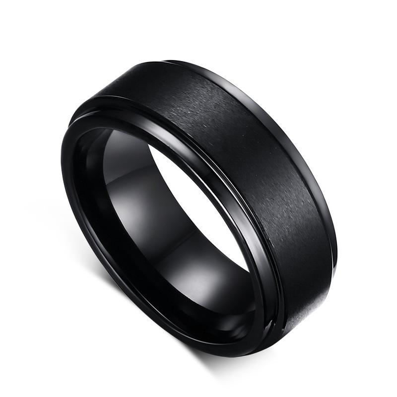 Матовое мужское титановое кольцо с двойной фаской из нержавеющей стали