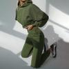 Women's Casual Solid Color Long Sleeved Short Hoodie Trousers Sports Suit