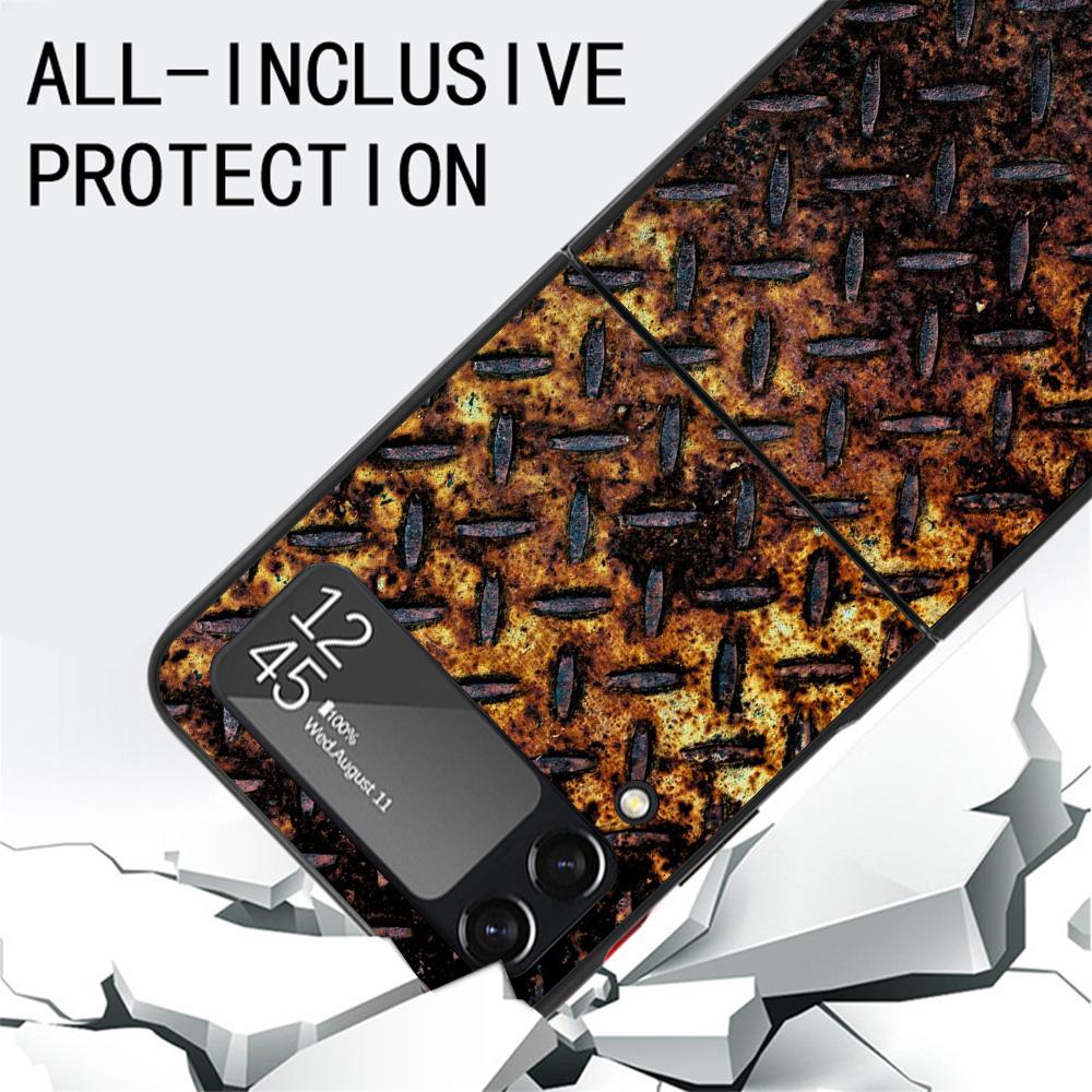 Vintage Industrial Style Rusty Pattern Case For Samsung Galaxy Z Flip 7 6 5 4 3 z Flip7 Flip6 Flip5 Flip4 5G Phone Cover Flip3 F