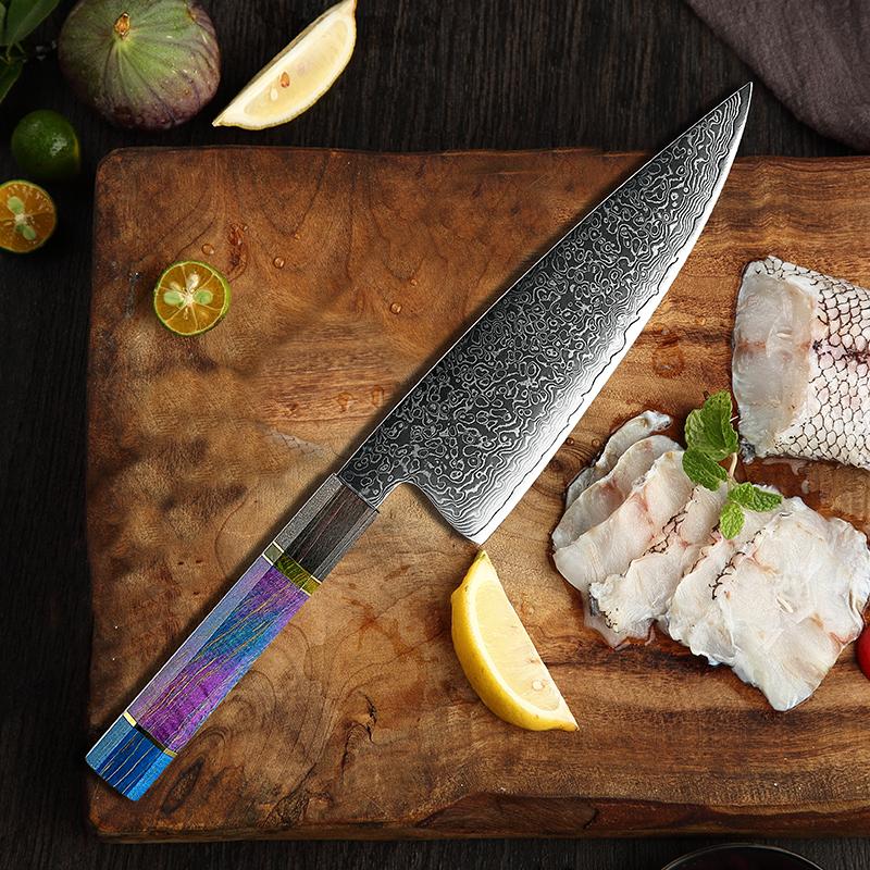 8 Inch Professional Damascus Chef Knife High Carbon Japanese Kitchen Knives Meat Gyuto Butcher Cleaver Knife Cutter