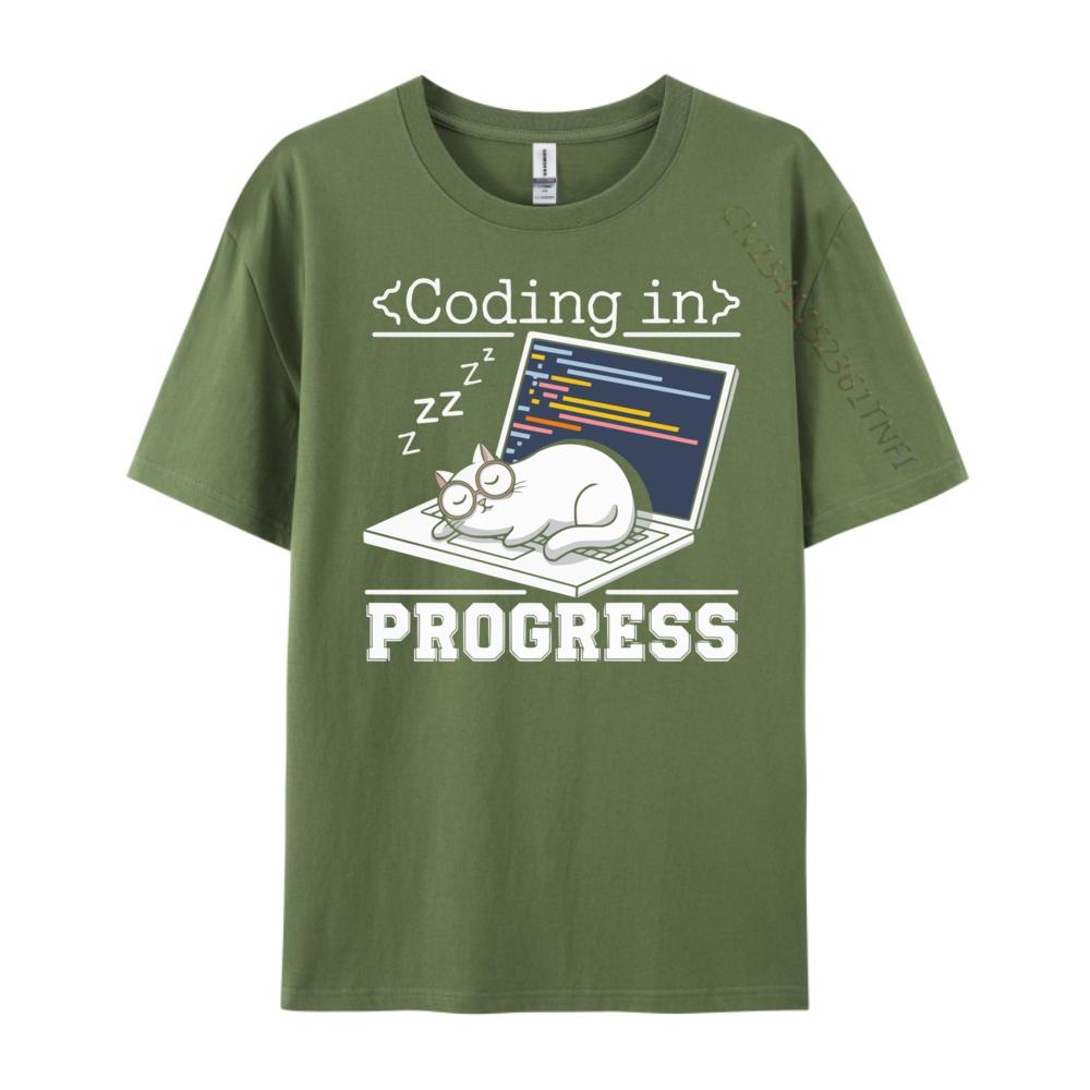 Programmer Cat Kitty Meow Animal Pet Computer Programming Vintage T Shirt Unisex Luxury Designer Japan Style
