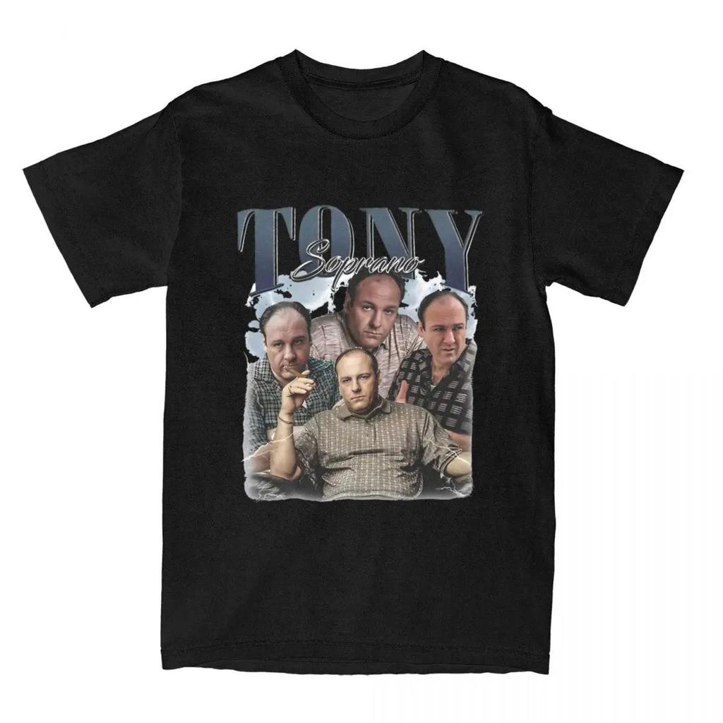The Classic Movie Print Short Sleeve Funny Tee Shirt Vintage Tony Soprano T Shirts O Neck Casual Loose Cotton Tops Unisex