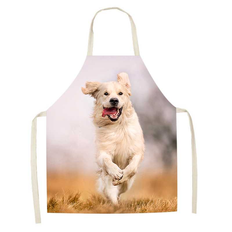 Милый фартук с принтом собаки, кухонный фартук, льняной фартук без рукавов для уборки дома, фартук от пятен, аксессуары для приготовления пищи, выпечки, 47X38 см, 68X55 см