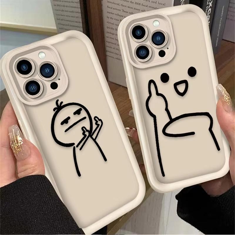 Мультяшный забавный жест презрения Чехол для телефона iPhone 16 15 14 13 12 11 Pro Max XS Max XR 7 8 Plus Ударопрочный силиконовый задний чехол
