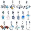 Octopus Dolphin Crab Starfish Turtle Shell Ocean Mermaid Scallops Anchor Cruise Ship Charms 925 Silver For Original Jewelry Gift