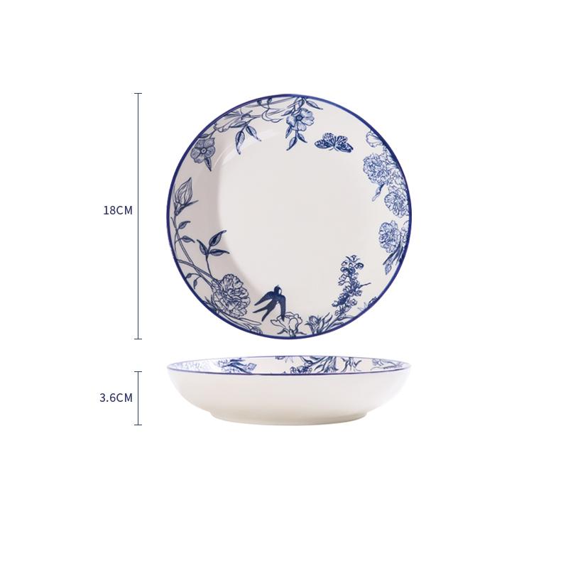 Модная керамическая тарелка в китайском стиле, изысканные тарелки с изображением бабочек и большой рыбы, домашняя посуда, изысканная десертная тарелка для послеобеденного чая