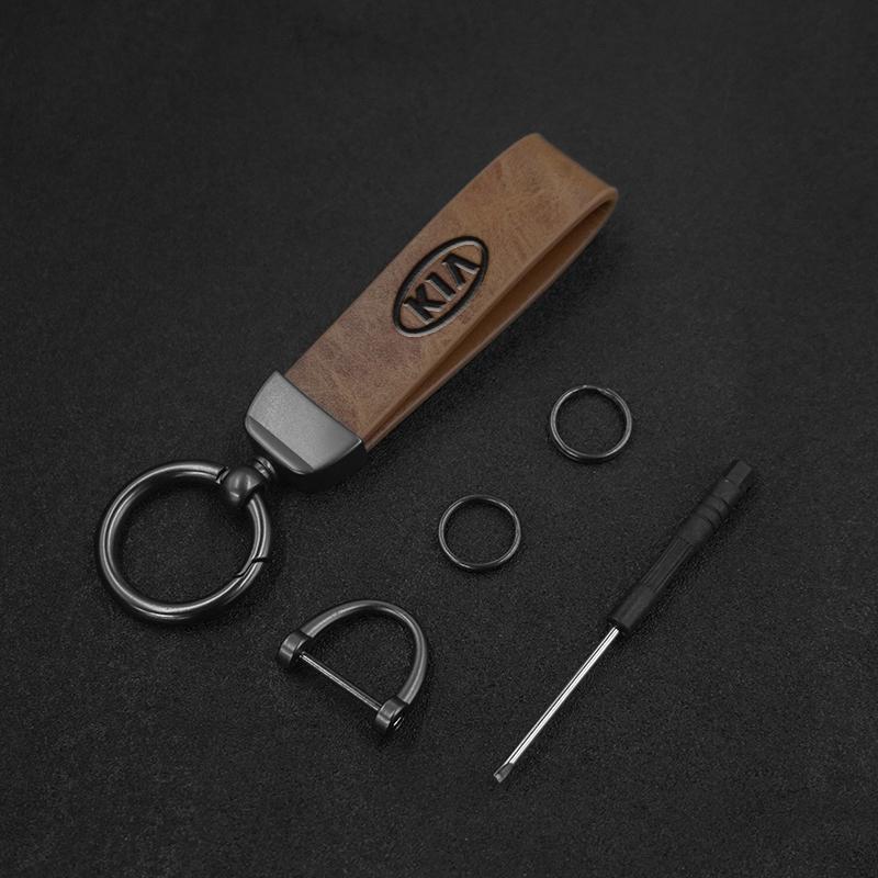 2026 Hot Car Sticker Vintage Leather Car Keychain Pendant Keyring Chain Hanging Men Gift For Kia Rio Ceed Sportage Cerato Soul S