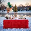 Red Tulle Table Skirt for 6ft/9ft Rectangle Tables Wrinkle Free Ruffled Tablecloths for Baby Shower Party Wedding Birthday Cake Dessert Table Decor