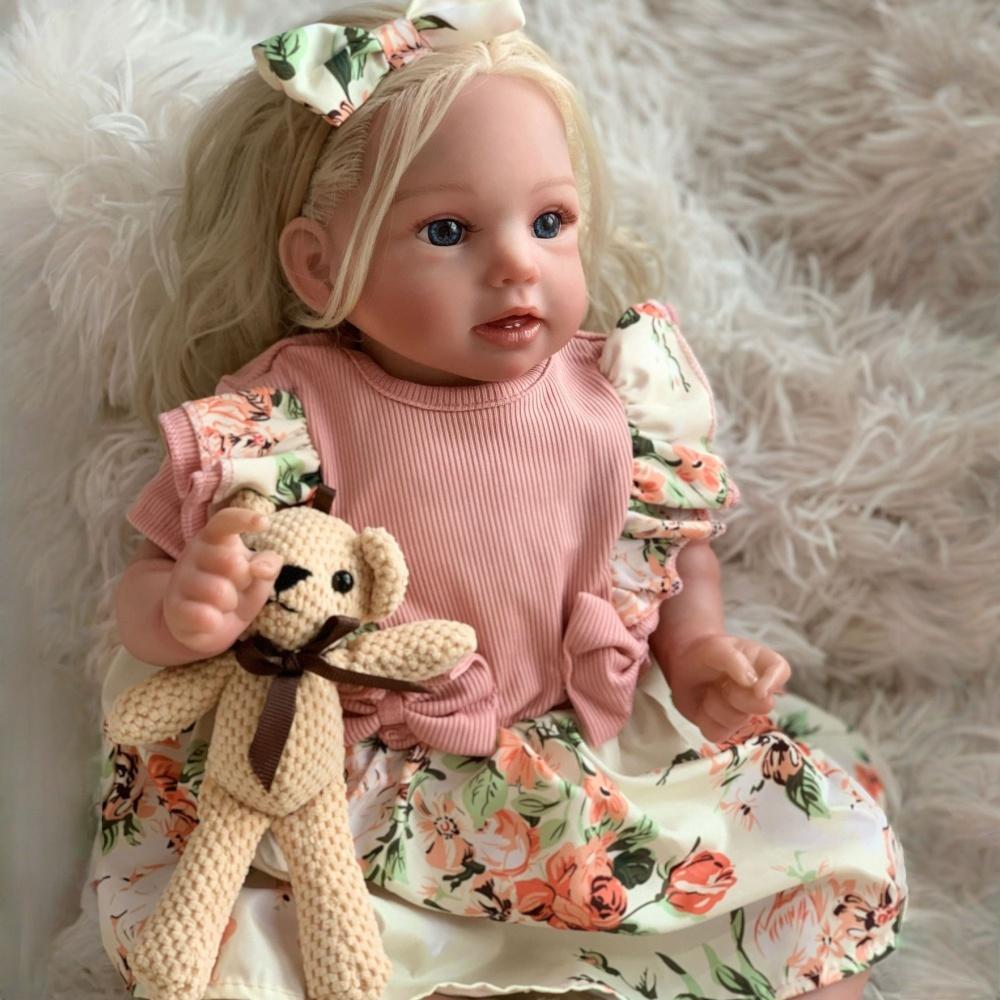 50см Блондинка Кукла Реборн Косплей Девушка Принцесса Мягкое Тканевое Тело Кукла Новорожденный Игрушки Высокопигментированная Роспись Кукла Симуляция Сопровождающий Подарок для Детей