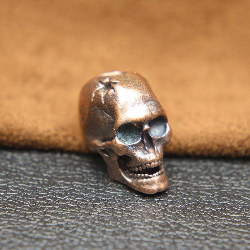 Пулевое отверстие Череп Скелет Нож Бусина Ремешок Подвеска Латунь Панк Ужасы Голова призрака Статуэтки EDC DIY Паракорд Браслет Аксессуар