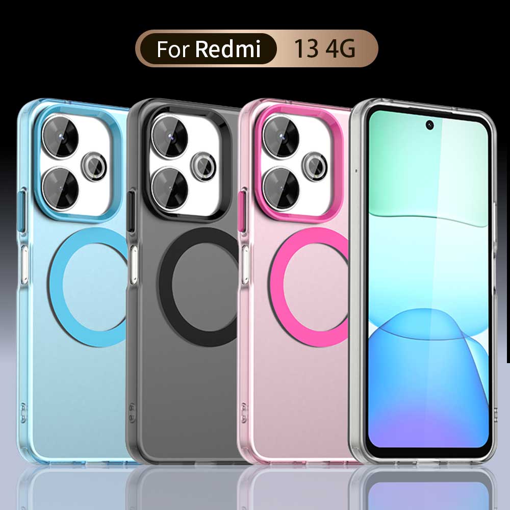 Матовый чехол Magsafe для телефона Xiaomi Redmi 13 5G 13 4G Note 13R Защитный чехол Магнитная беспроводная зарядка Ударопрочная задняя крышка