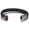 Customized Engrave Medical Alert ID Bracelet, Stainless Steel Magnetic Buckle Woven Leather Wristband Bangle for Men