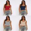 American Sexy Girl Low U Neck Sleeveless Top With Ribbed Fabric For Summer Party Wear