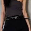 Очень длинный кожаный пояс на талию, тонкий ремень для платья и джинсов, панк, женский ремень с заклепками, аксессуары для талии