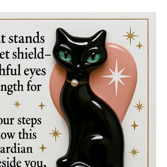 Pocket Hug Medieval Black Cat with Positive Card Emotional Support Pocket Black Kitten Token Animal Decoration Inspirational Gift