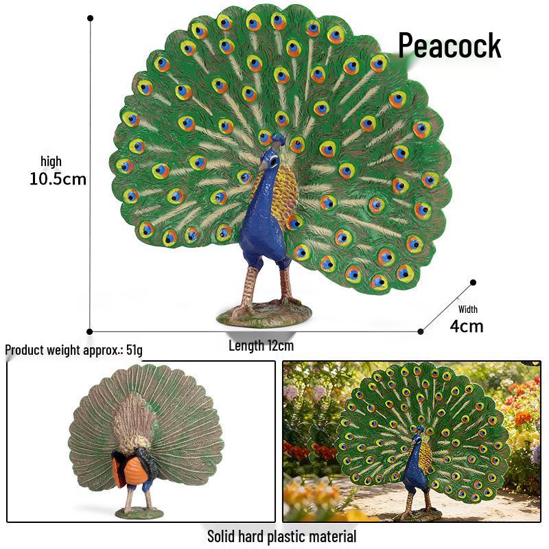 Wild Animal Simulation: Flying Parrot & Peacock Model Toy Ornament for Kids