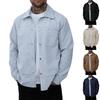 Men's Corduroy Button Down Shirts Casual Long Sleeve Shacket Jacket With Flap Pockets