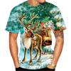 Christmas Elk 3D Print T Shirt For Men X'mas Harajuku Streetwear Fashion O-neck Short Sleeve Tops New Year Gift Oversized T-shirts