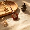 Retro Ethnic Style Brown Circle Necklace Long Fashion Pendant Braided Rope Sweater Chain Simple Daily Accessories Autumn Winter