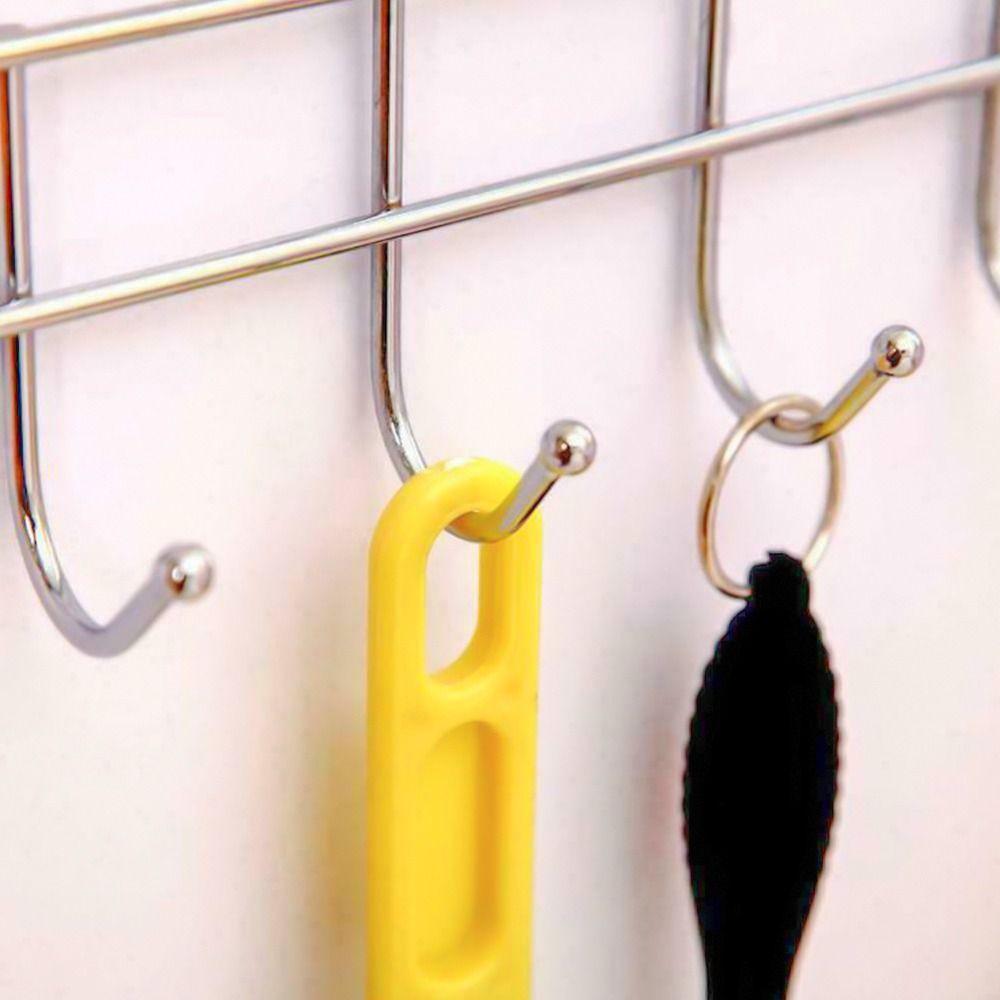 Good Load-Bearing Stainless Steel Bathroom Organizer 5 Hooks Rack Towel Hanger Rack Door Hook