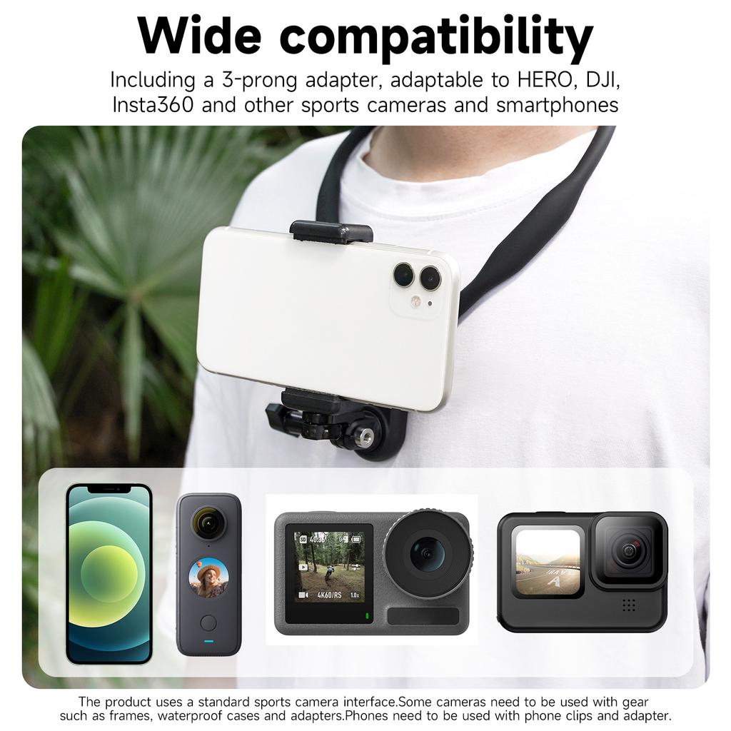 POV Neck Mount Necklace Holder Adapter Video Chest Shoulder Body Strap Attachment for Hero 11 10 9 8 7 Insta360