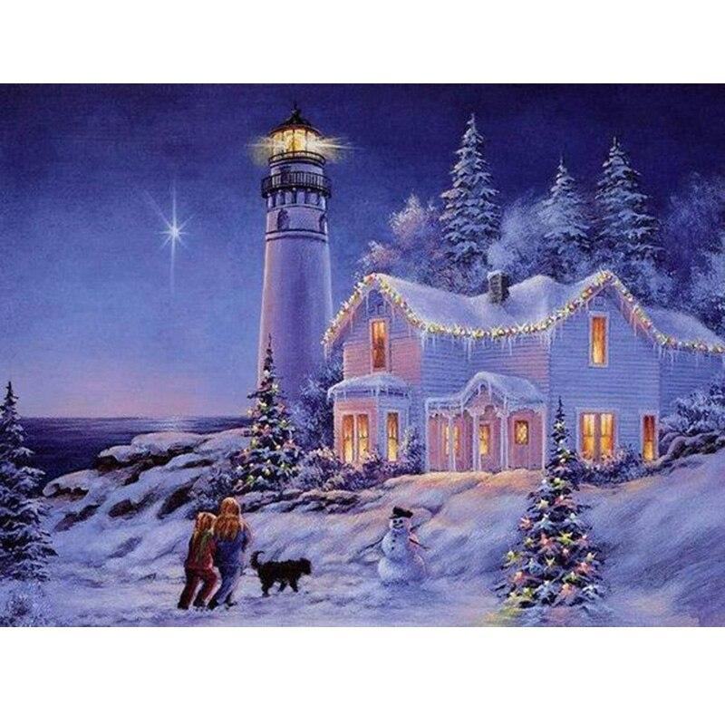 Snow Scenic DIY 5D Diamond Painting Full Round Rhinestone Winter Scenery Diamond Embroidery Cross Stitch Kits Home Decor