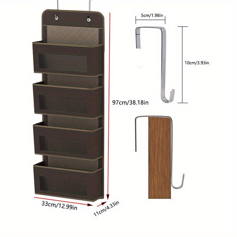 1pc 4 Large Pockets Hanging Door Storage Box with Transparent Windows&2 Widened Metal Hooks,suitable for Diapers&clothes&umbrella Storage.