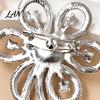 Electroplated Brooch Faux Pearl Rhinestone Flower Brooch, Hollow Floral Lapel Pin for Wedding Bridal Shower, Women Girls Clothing Jewelry Accessories